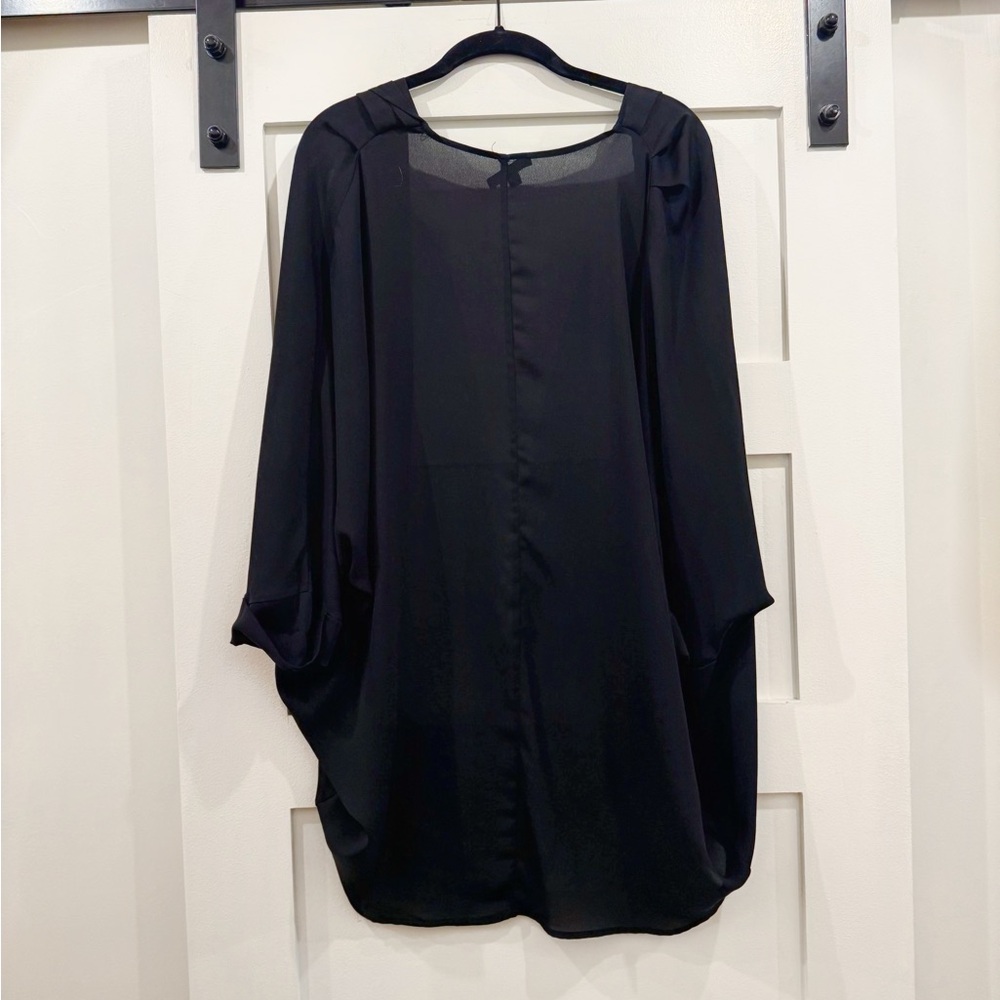 Sheer Black Loose Fitting Bat Wing Women's Cardigan
